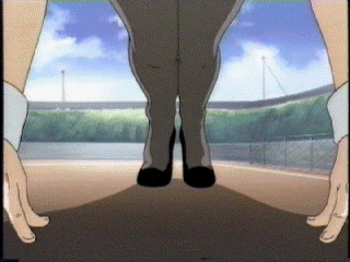 layla yuki, kachou ouji, animated, animated gif, anime screenshot, lowres, 1girl, animal ears, black pantyhose, blonde hair, breast press, breasts, cleavage, exercising, fake animal ears, female focus, hair over one eye, outdoors, pantyhose, playboy bunny, push-ups, qvga, rabbit ears, retro artstyle, solo