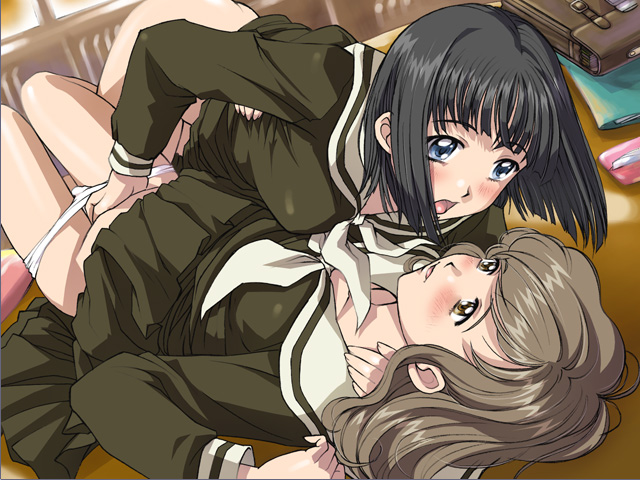 sameha ikuya, nijou noriko, toudou shimako, maria-sama ga miteru, 00s, 2girls, blush, fingering, multiple girls, panties, panty pull, school uniform, serafuku, underwear, white panties, yuri