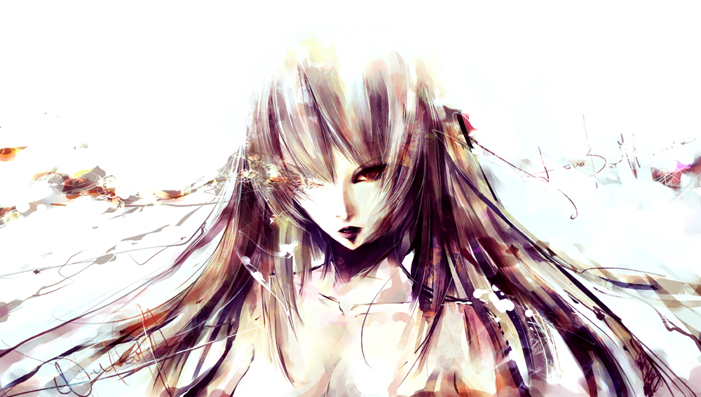iori yakatabako, original, 1girl, female focus, long hair, red eyes, solo, white hair