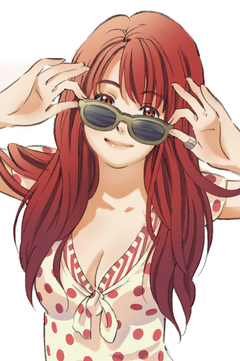 rinda, original, highres, tagme, long hair, solo, sunglasses