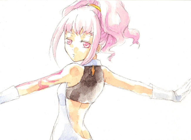 myui, anya alstreim, code geass, bad id, bad pixiv id, 00s, expressionless, gloves, pink eyes, pink hair, solo