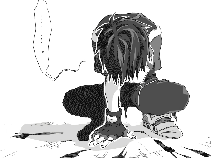 kittaka kaname, orphen, majutsushi orphen, bad id, bad pixiv id, 1boy, fingerless gloves, gloves, greyscale, male focus, monochrome, solo