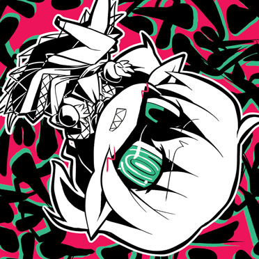 akaneya, mizuhashi parsee, touhou, bad id, bad pixiv id, lowres, 1girl, chibi, female focus, green eyes, monochrome, pointy ears, solo, spot color