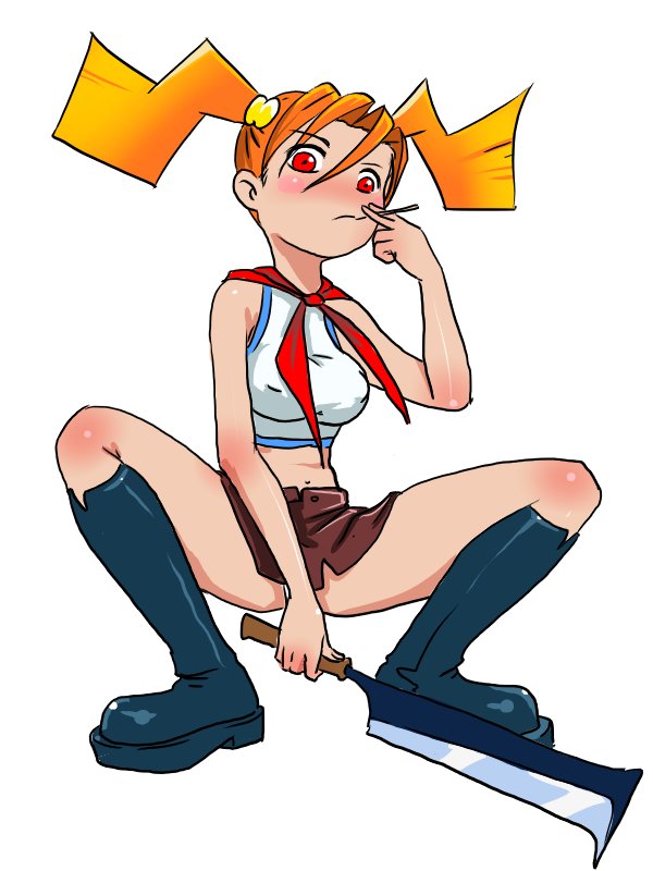 smolev, dvach-tan, ru-chans, billhook, mascot, orange hair, soviet pioneer