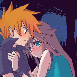 blue oak, green (pokemon), nintendo, pokemon, pokemon adventures, artist request, lowres, 1boy, 1girl, blue eyes, blush, brown hair, night, no headwear, oekaki, orange hair, tears