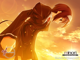 shindou kei (ef), ef (visual novel), game cg, lowres, 00s, 1girl, female focus, qvga, school uniform, serafuku, sky, solo