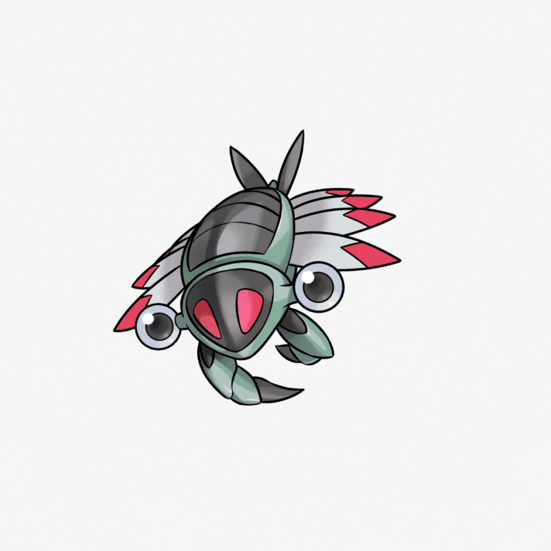 anorith, nintendo, pokemon, artist request, official art, third-party source, animal focus, claws, full body, gen 3 pokemon, no humans, pokemon (creature), pokemon focus, simple background, solo, white background