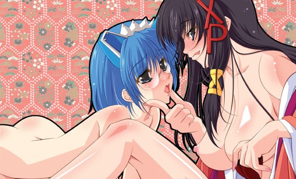 2k-tan, xp-tan, os-tan, 2girls, ass, blush, breasts, glasses, large breasts, multiple girls, nipples, nude, personification, tongue, yuri