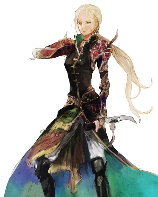 mimic (artist), suimin, faris scherwiz, final fantasy, final fantasy v, 1990s (style), 1girl, androgynous, blonde hair, boots, cape, female focus, long hair, pirate, ponytail, retro artstyle, reverse trap, solo, sword, weapon