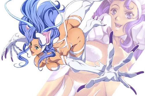 homare (fool's art), felicia (darkstalkers), capcom, darkstalkers, lowres, 1girl, animal ears, animal hands, ass, blue hair, breasts, cat ears, claws, long hair