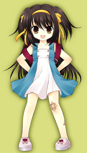 suzumiya haruhi, suzumiya haruhi (young), suzumiya haruhi no yuuutsu, 00s, aged down, child, long hair, ribbon, solo, very long hair