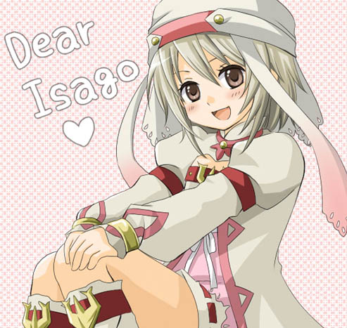 alice (tales), tales of (series), tales of symphonia, tales of symphonia: dawn of the new world, lowres, 00s, brown eyes, sitting, smile, solo, white hair