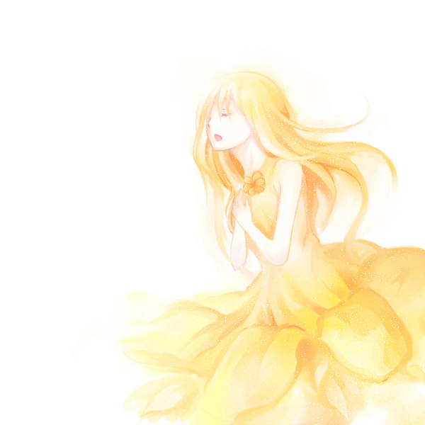 nogoro, original, bad id, bad pixiv id, 1girl, blonde hair, closed eyes, dress, female focus, flower, hair over one eye, long hair, solo