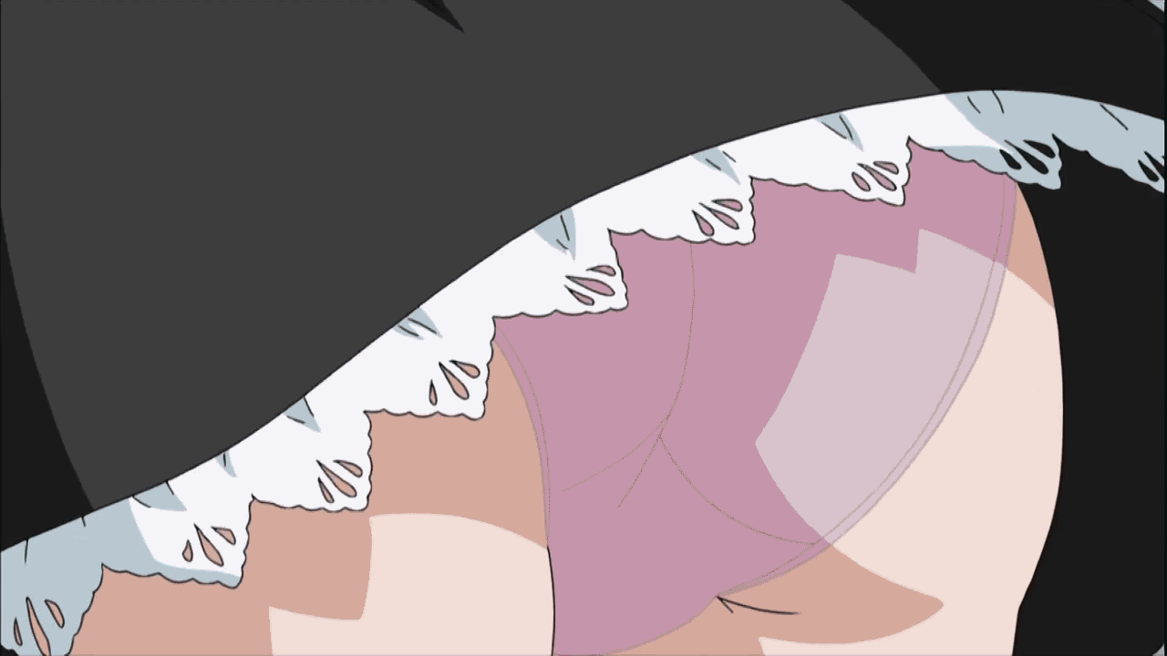 kurono kurumu, sendou yukari, rosario+vampire, animated, animated gif, anime screenshot, 00s, 2boys, 3girls, ass, ass smack, bare shoulders, black hair, blue hair, demon girl, flat chest, gloves, jiggle, maid, multiple boys, multiple girls, panties, pink hair, pink panties, spanked, underwear, upskirt, witch