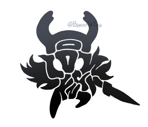 bano akira, knight (hollow knight), hollow knight, artist name, copyright name, english text, full body, holding, holding weapon, nail (hollow knight), signature, silhouette, simple background, twitter username, weapon, white background