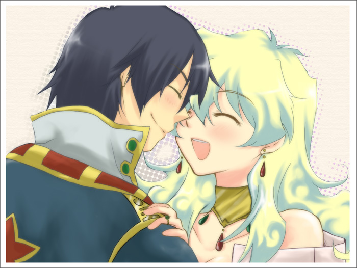 hazuki (pacco), nia teppelin, simon (ttgl), tengen toppa gurren lagann, 00s, 1boy, 1girl, bare shoulders, couple, hetero, pacco, smile