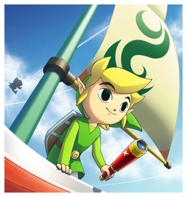 link, the king of red lions, toon link, nintendo, the legend of zelda, the legend of zelda: the wind waker, lowres, 1boy, blonde hair, male focus, pointy ears, shield, shield on back, smile, solo, spyglass