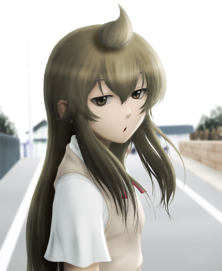 siraha, minami chiaki, minami-ke, bad id, bad pixiv id, 00s, 1girl, ahoge, brown eyes, brown hair, female focus, solo