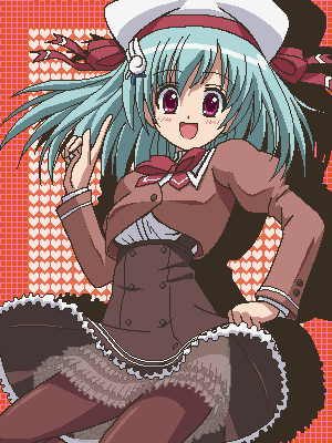 awa, shiina mitsuki, akane-iro ni somaru saka, lowres, tagme, brown pantyhose, hair ornament, hat, jaggy lines, oekaki, orange background, pantyhose, solo, white hat, wing hair ornament