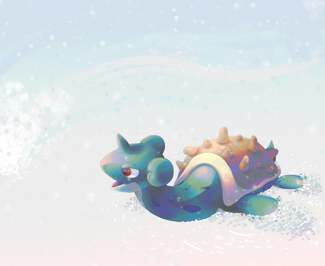 hinekure, lapras, nintendo, pokemon, gen 1 pokemon, no humans, pokemon (creature), pokemon focus, red eyes, shell, solo, swimming, water