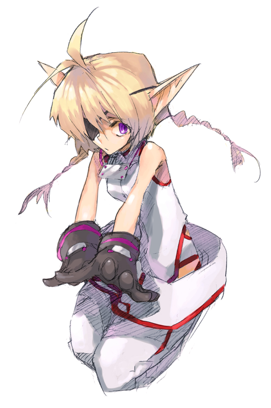 amamiya ten'ya, original, blonde hair, braid, gloves, long hair, pointy ears, solo