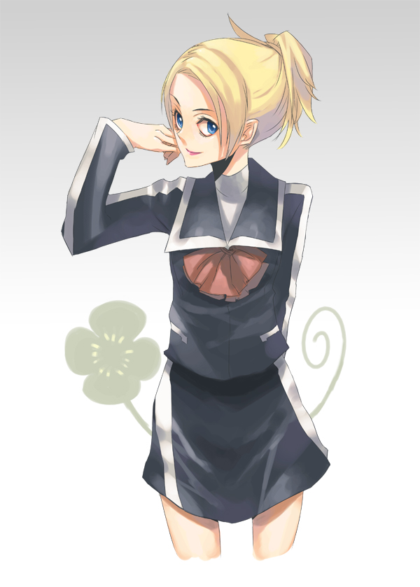 amamiya ten'ya, lisa silverman, atlus, persona, persona 2, persona 2 tsumi, blonde hair, blue eyes, school uniform, serafuku, skirt, solo
