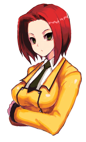 kara (color), kouzuki kallen, code geass, lowres, 00s, green eyes, necktie, red hair, school uniform, serafuku, short hair, solo