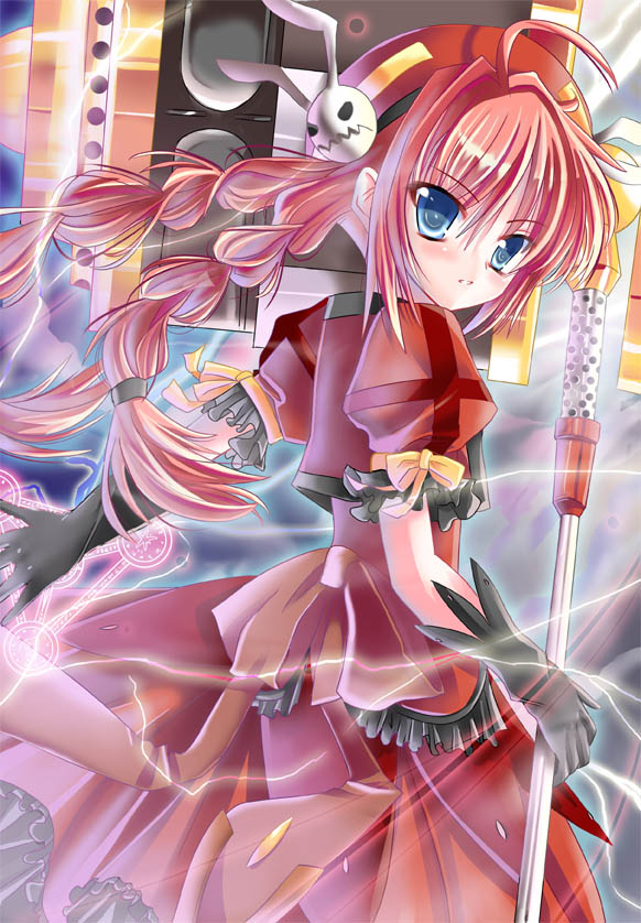 xephonia, graf eisen, vita (nanoha), lyrical nanoha, mahou shoujo lyrical nanoha, mahou shoujo lyrical nanoha a's, mahou shoujo lyrical nanoha strikers, 00s, braid, hammer, hat, pink hair, solo, twin braids, xeph