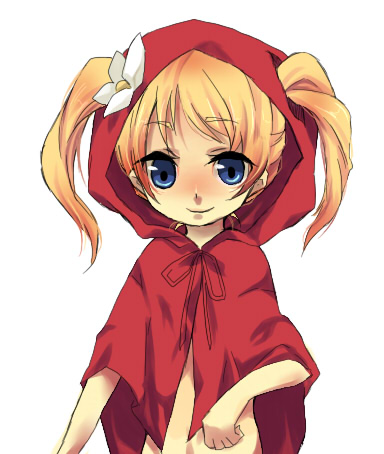 abi, original, bad id, bad pixiv id, lowres, blonde hair, blue eyes, flower, hood, solo, twintails