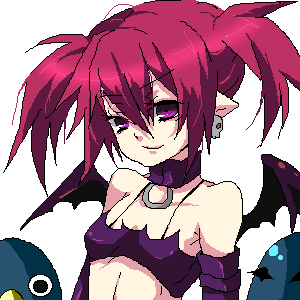 abi, etna (disgaea), prinny, disgaea, bad id, bad pixiv id, lowres, demon girl, oekaki, pointy ears, red hair, solo