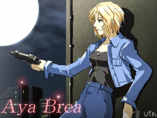 sigeo2000, aya brea, parasite eve (series), parasite eve i, lowres, blonde hair, gun, solo, weapon