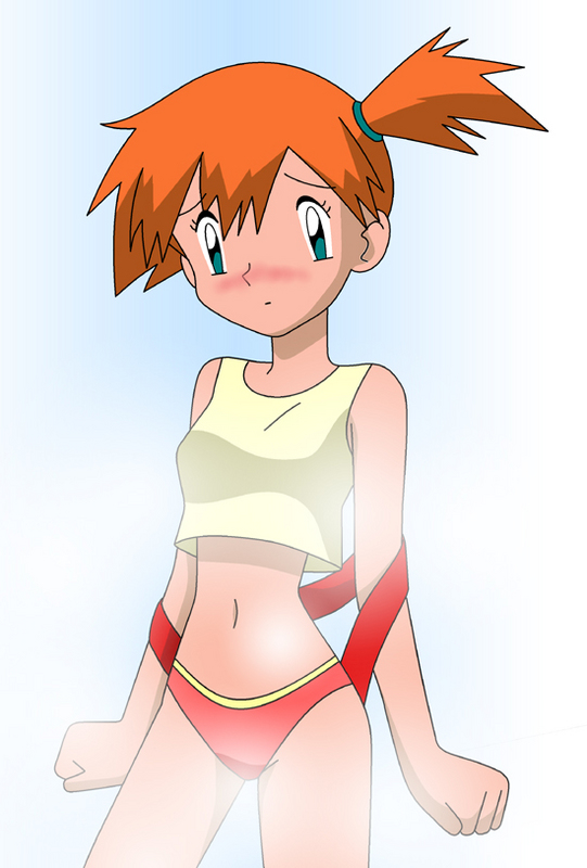 kasumi (pokemon), pokemon, bikini, blush, red hair, side ponytail, swimsuit