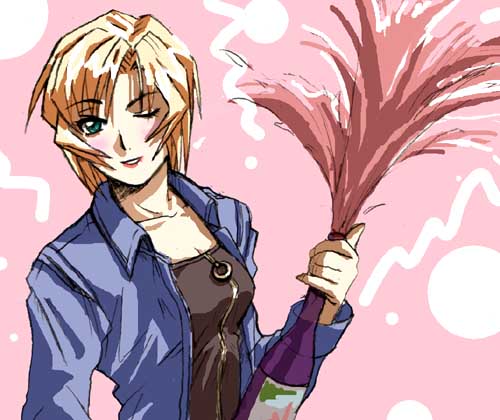 sigeo2000, aya brea, parasite eve (series), parasite eve ii, lowres, alcohol, blonde hair, green eyes, solo, wine