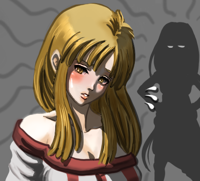 ike ko, lieza (arc the lad), sania, sania (arc the lad), arc the lad, arc the lad ii, lowres, 2girls, bare shoulders, blush, brown hair, multiple girls, shadow, sweatdrop