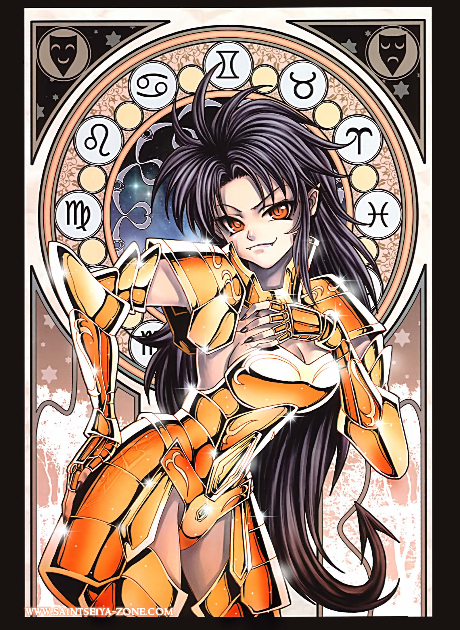 gemini saga, saint seiya, gender request, highres, tagme, armor, black hair, genderswap, gold armor