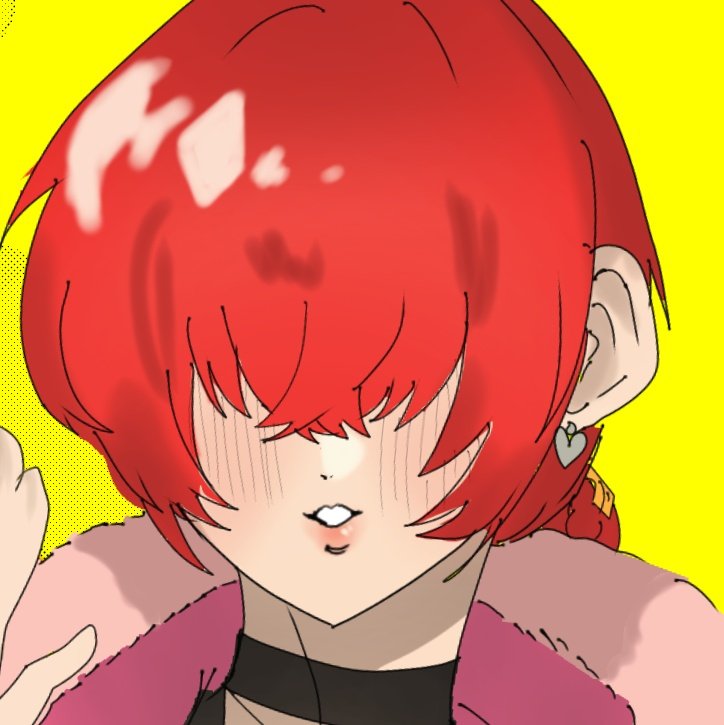 shermie (kof), the king of fighters, 1girl, coat, earrings, fluffy, heart, jewelry, kon kof, long hair, pale skin, ponytail, red hair