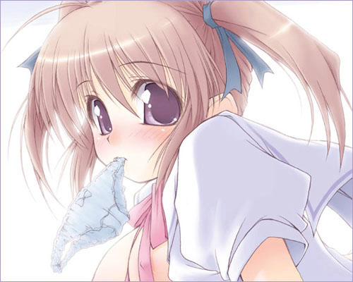 lowres, 1girl, blush, female focus, mouth hold, ribbon, solo, topless female