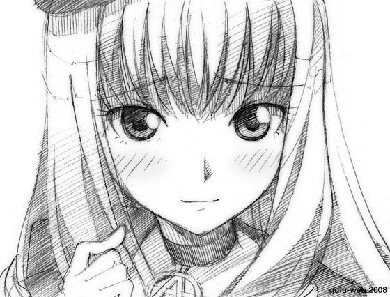 gofu, adilisia lenn mathers, rental magica, traditional media, 00s, greyscale, monochrome, sketch, solo