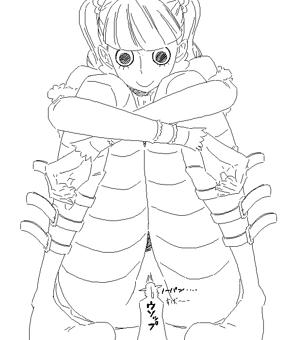 perona, one piece, 1girl, alternate legwear, female focus, giant, giantess, greyscale, monochrome, oekaki, solo