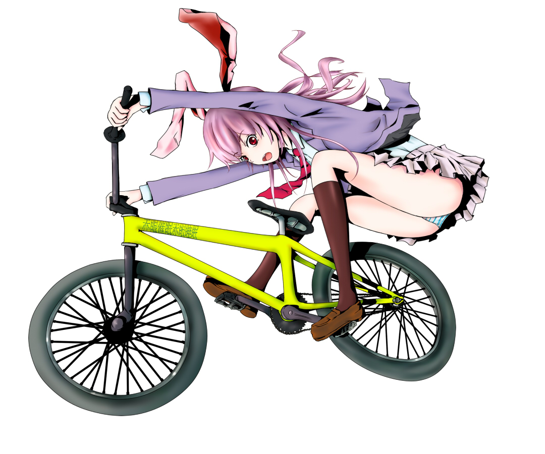 shiyou, reisen udongein inaba, touhou, 1girl, animal ears, ass, bicycle, female focus, long hair, panties, purple hair, rabbit ears, red eyes, simple background, skirt, solo, underwear, white background