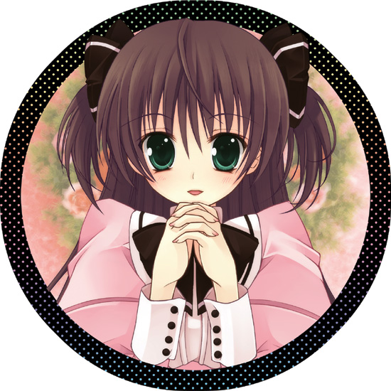 kannon ouji, 1girl, blush, bow, female focus, green eyes, hair bow, own hands clasped, own hands together, solo, wrist cuffs