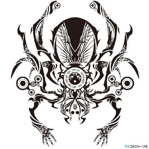 arakune, arc system works, blazblue, blazblue: calamity trigger, lowres, official art, crest, greyscale, monochrome