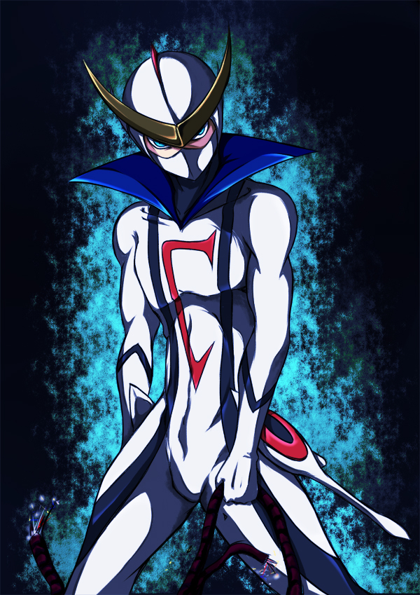 iwamoto eiri, casshern, casshern (series), casshern sins, robot hunter casshern, bad id, bad pixiv id, 00s, 1boy, green eyes, helmet, male focus, mask, solo