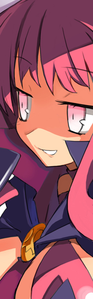 harada takehito, succubus (disgaea), disgaea, makai senki disgaea 3, 1girl, breasts, demon girl, female focus, pink eyes, pink hair, red hair, smile, solo