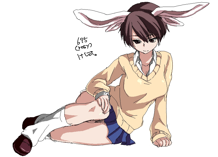 695 (mukuko), original, 1girl, animal ears, female focus, loose socks, rabbit ears, school uniform, serafuku, socks, solo, sweater