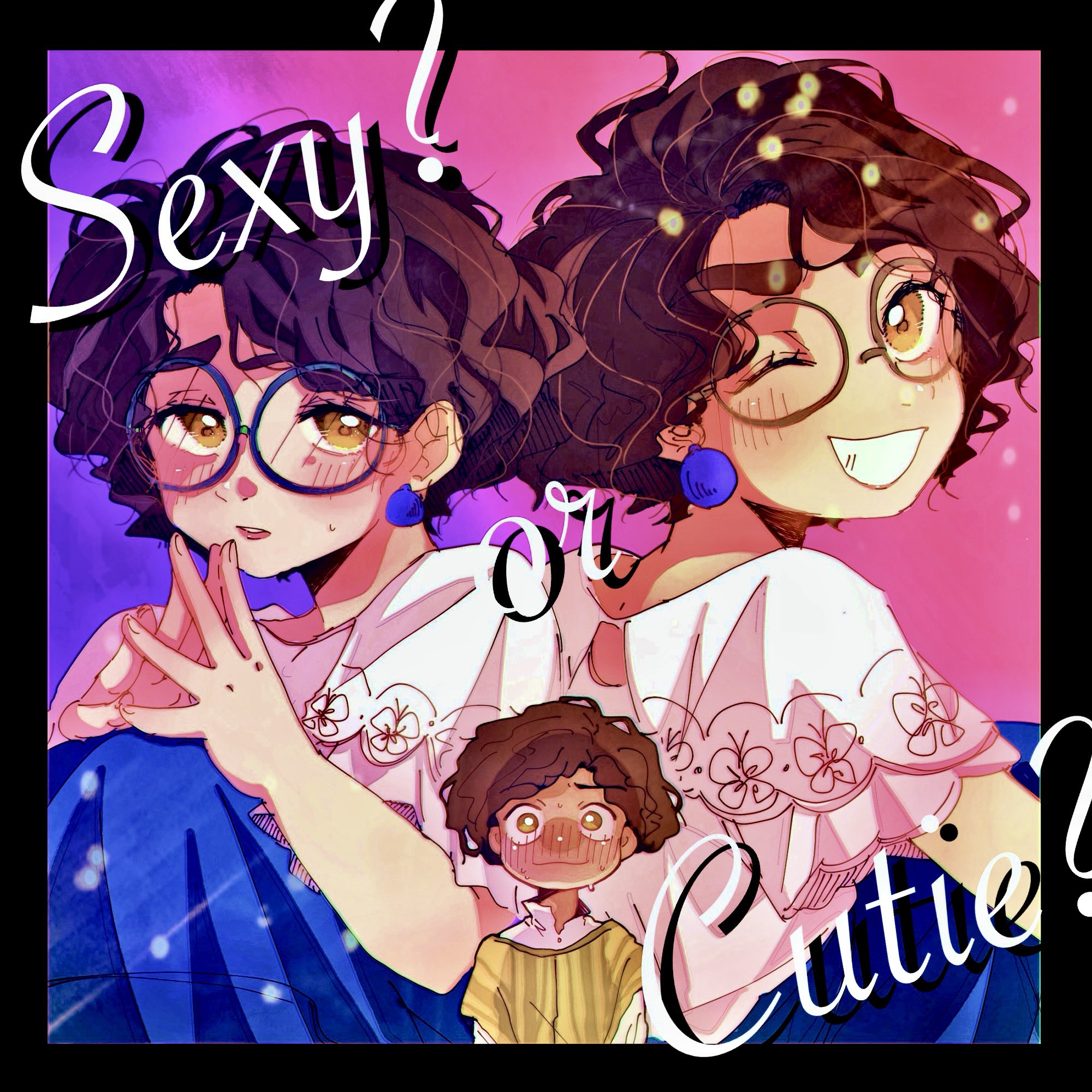 camilo madrigal, mirabel madrigal, encanto, highres, 1boy, 1girl, afro, azumayayaya, brown eyes, brown hair, colombian clothes, curly hair, dark-skinned female, dark-skinned male, dark skin, dual persona, poncho, shirt, short hair, simple background, white shirt, yellow poncho