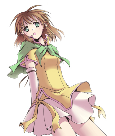 mist (fire emblem), mist (path of radiance) (fire emblem), fire emblem, fire emblem: path of radiance, fire emblem: radiant dawn, nintendo, lowres, brown hair, green eyes, hair tubes, scarf, short hair, skirt, solo