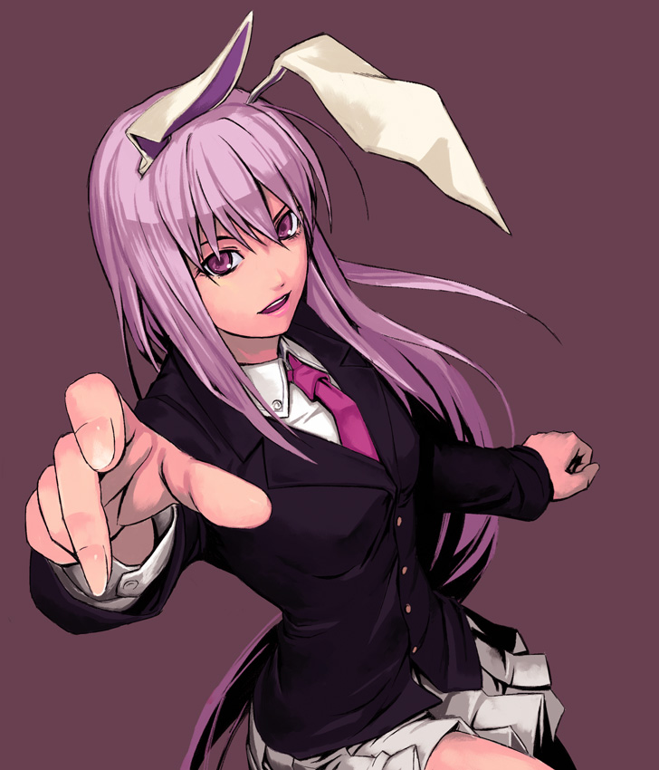 yuuji (and), reisen udongein inaba, touhou, light purple hair, bad id, bad pixiv id, 1girl, animal ears, blazer, female focus, jacket, long hair, necktie, purple eyes, purple necktie, rabbit ears, skirt, solo