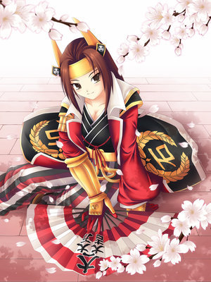 maxwindy, ishida mitsunari, ishida mitsunari (sengoku musou), sengoku musou, sengoku musou 2, gender request, lowres, non-web source, 1girl, female focus, genderswap, hand fan, solo