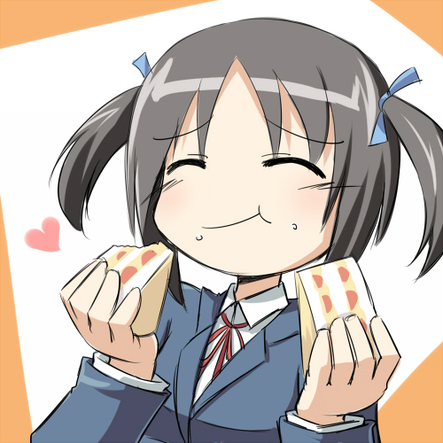 koruku, nishizawa ayumu, hayate no gotoku!, lowres, 00s, :t, cake, closed eyes, eating, food, foodgasm, pastry, solo, twintails